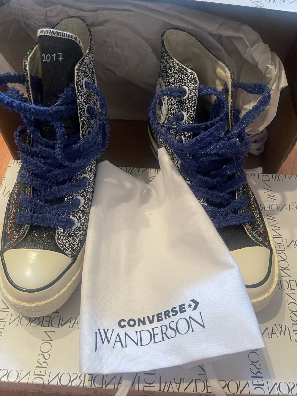 Converse JW Anderson Glitter High-Top Sneakers with Cream Toe